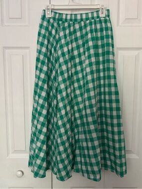 Target Green and White Gingham Full A-Line Skirt